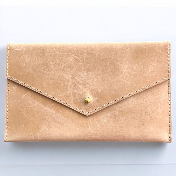 Parker Clay Handbags - Parker Clay Abeba Leather Envelope Clutch – Natural Full-Grain Leather